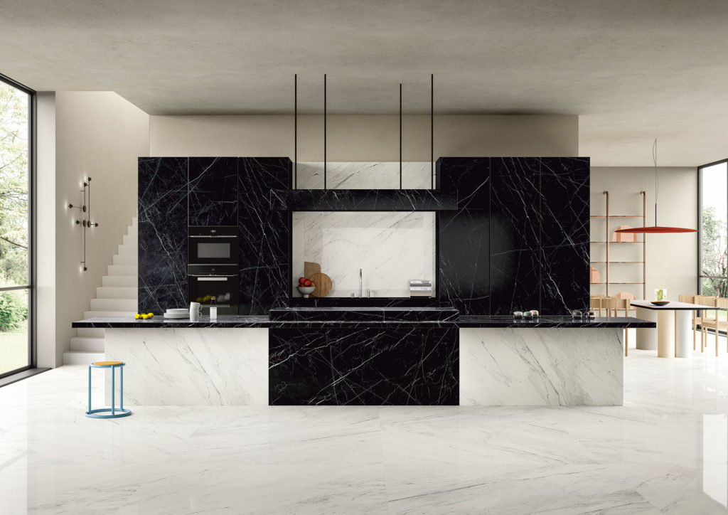 Marble đen tia chớp ốp trang trí phòng bếp